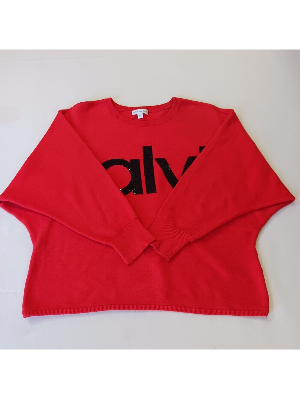 Calvin Klein Jeans CJBR0691 Women's M Red Long Sleeve Pullover Cotton Sweatshirt